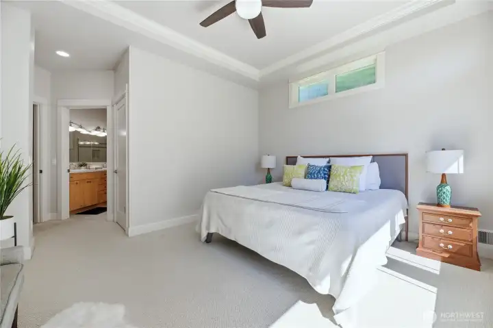 Primary suite with walk-in closet and large luxury bath