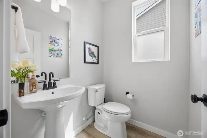 Lower level powder room Lower level powder room