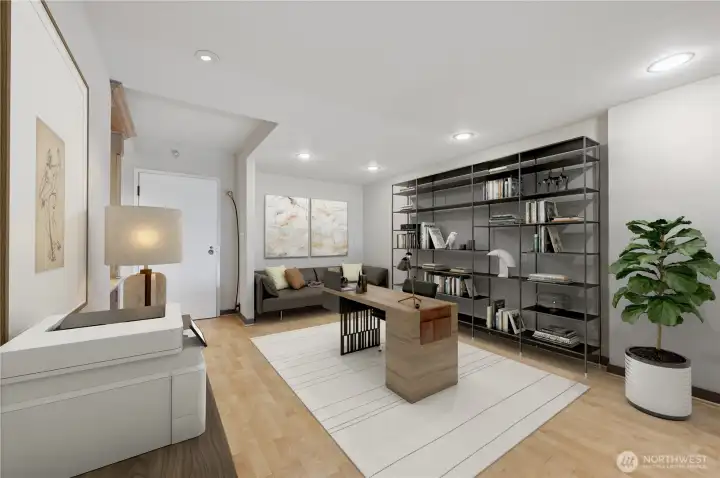 Here is the main front door to the home & a virtual staging of a grand home office space. Here is the main front door to the home & a virtual staging of a grand home office space.