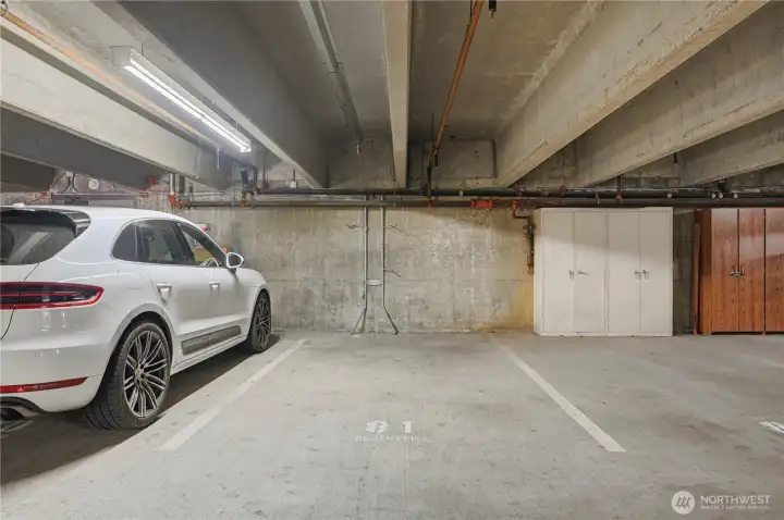 One secure parking space located on P-2 of the garage. One secure parking space located on P-2 of the garage.