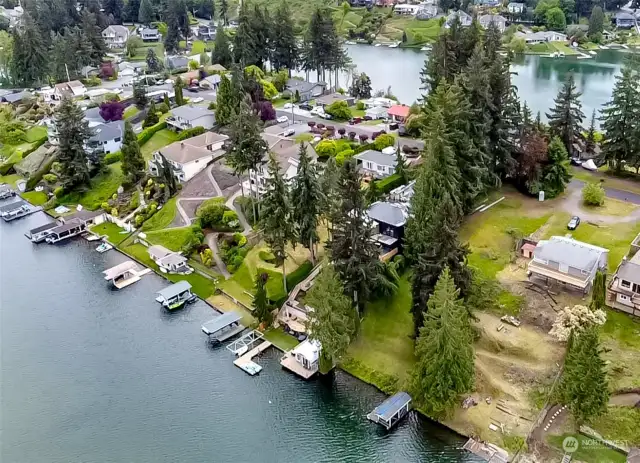 Drone view of lot from lake