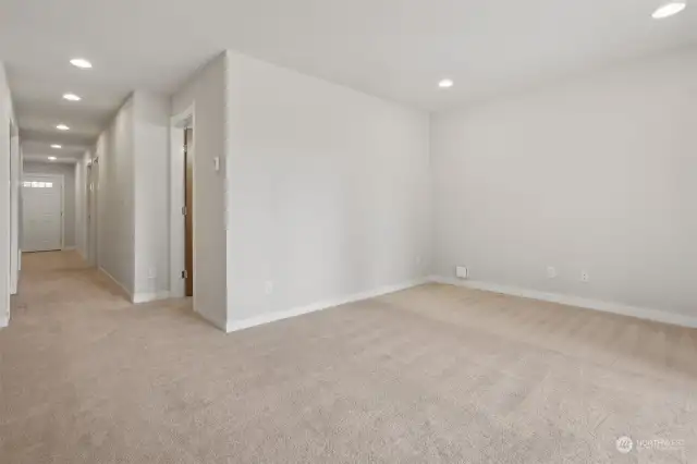 Big Rec Room on Level 1 with Sliding Door to Patio and Backyard