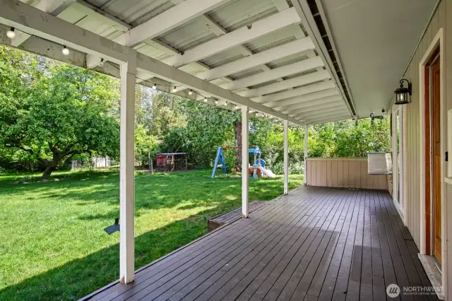 expansive, covered back deck