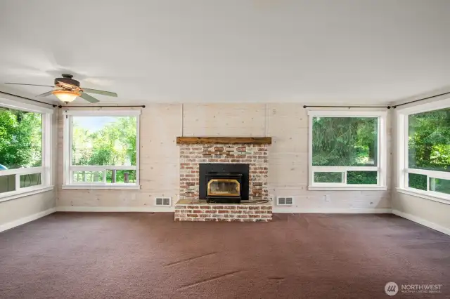 Wood burning fireplace