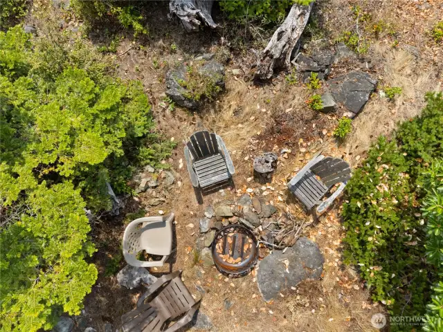 Firepit next to the water.