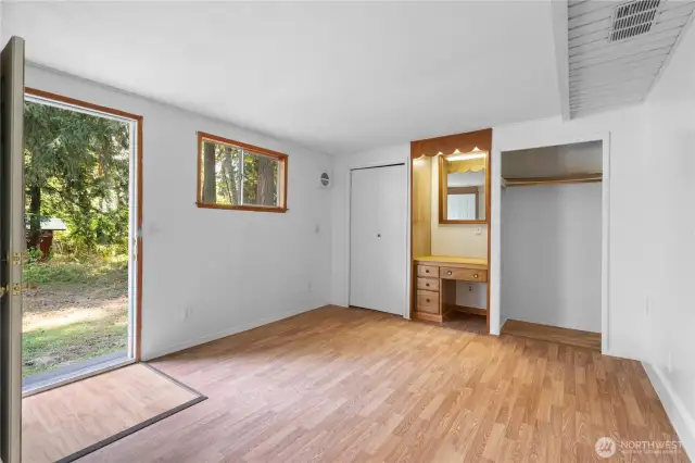 The bonus room features a thoughtful built in vanity and dual closets with bifold doors.