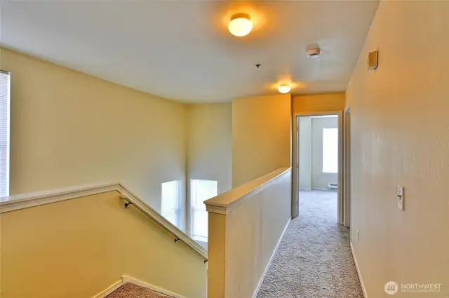 Hallway upstairs, new carpet throughout.