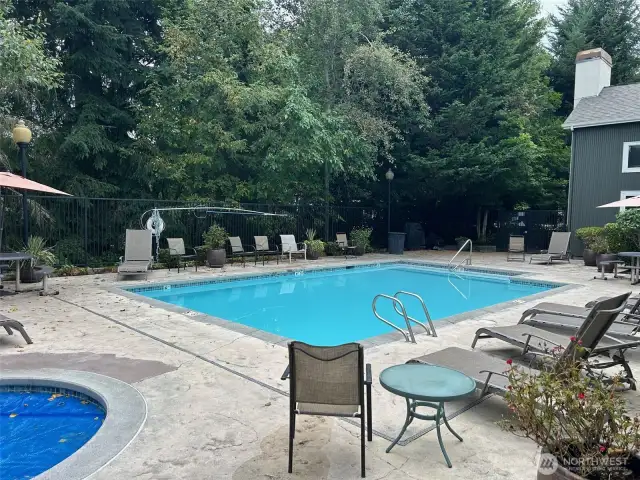 Pool with hot tub