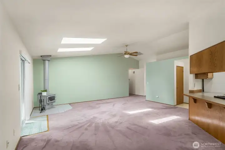 View from eating area into living room