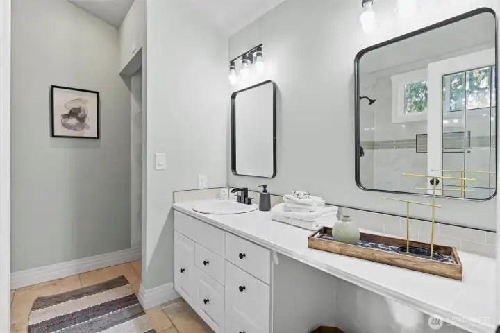 Bright and shiny remodeled bathroom