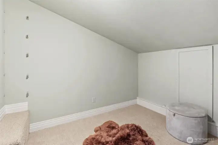 Large dressing area in the primary closet.