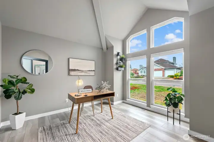 This flexible space is ideal for a home office or gym.