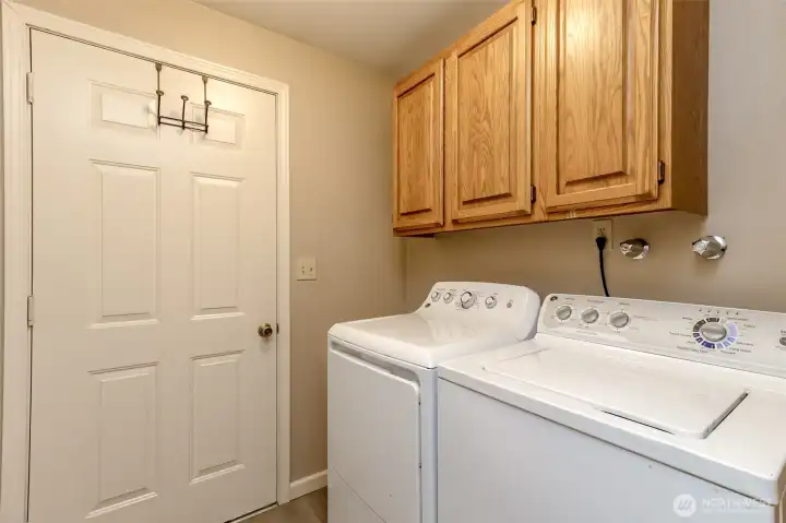 The laundry area has a door to the back yard.