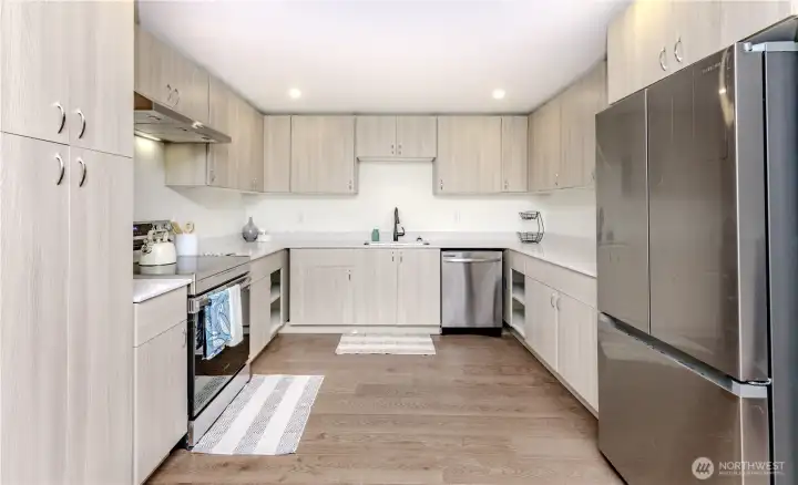 Custom kitchen w/European cabinetry.