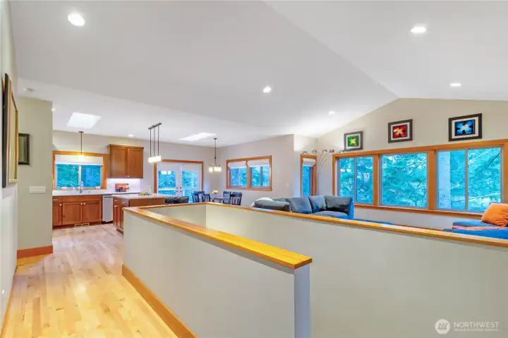 Open-concept living area overlooking main floor living spaces