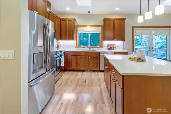 Additional kitchen view highlighting storage and counter space
