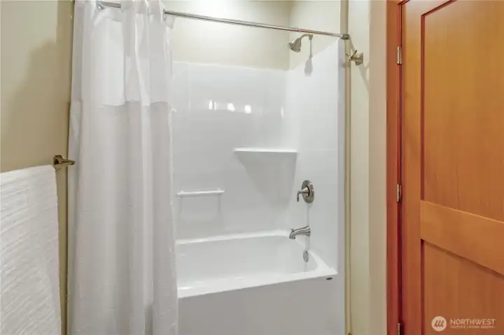 Tub and shower combination in main bathroom