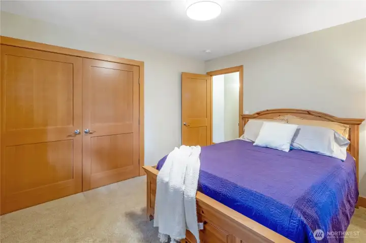 Lower level bedroom with closet