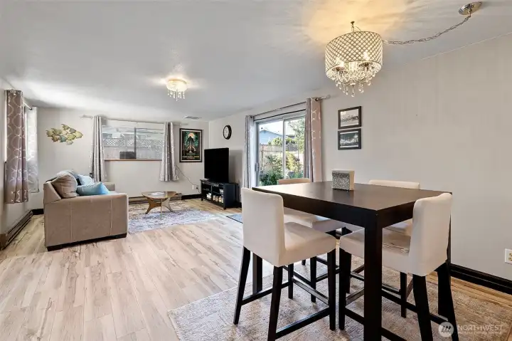 Spacious family room with dedicated dining area