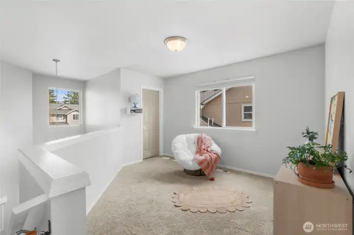 Large upstairs loft with walk in closet