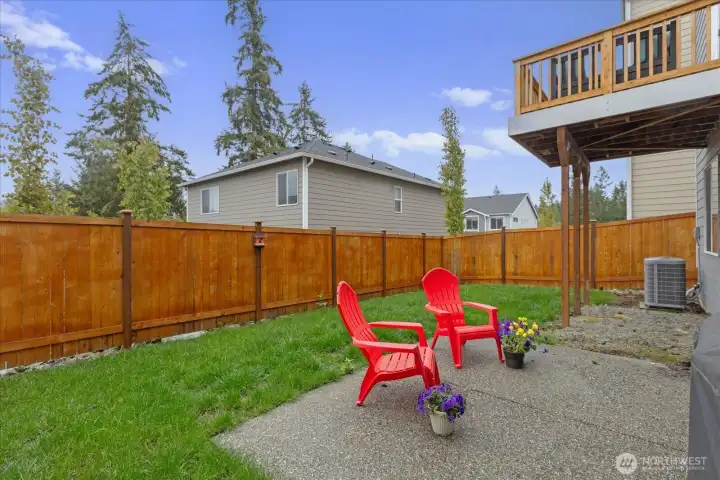 Fully fenced backyard.