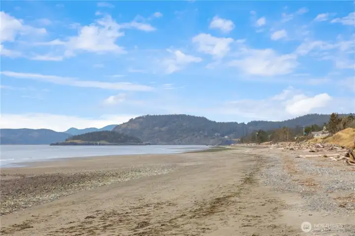 Sandy no bank beach as far as the eye can see
