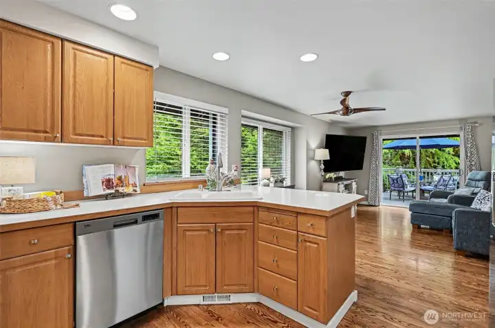 Functional kitchen with access to the BBQ deck.