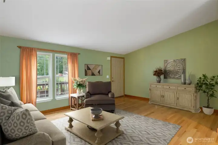 Virtually staged to show the potential, this home has gorgeous real hardwood flooring- not laminate! The open floorplan ties the home together giving it a really great feel inside.
