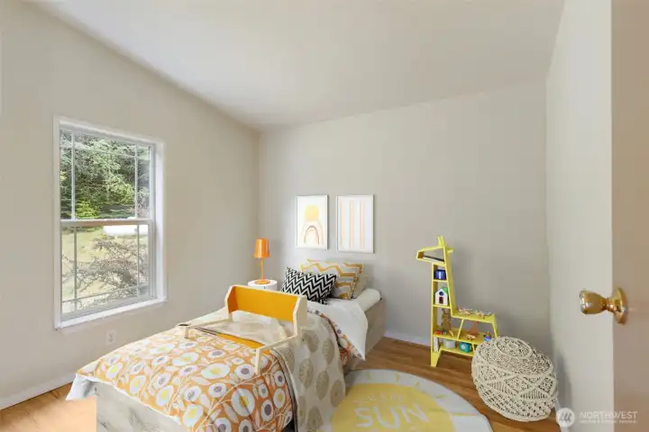 Second bedroom, virtually staged to show potential.