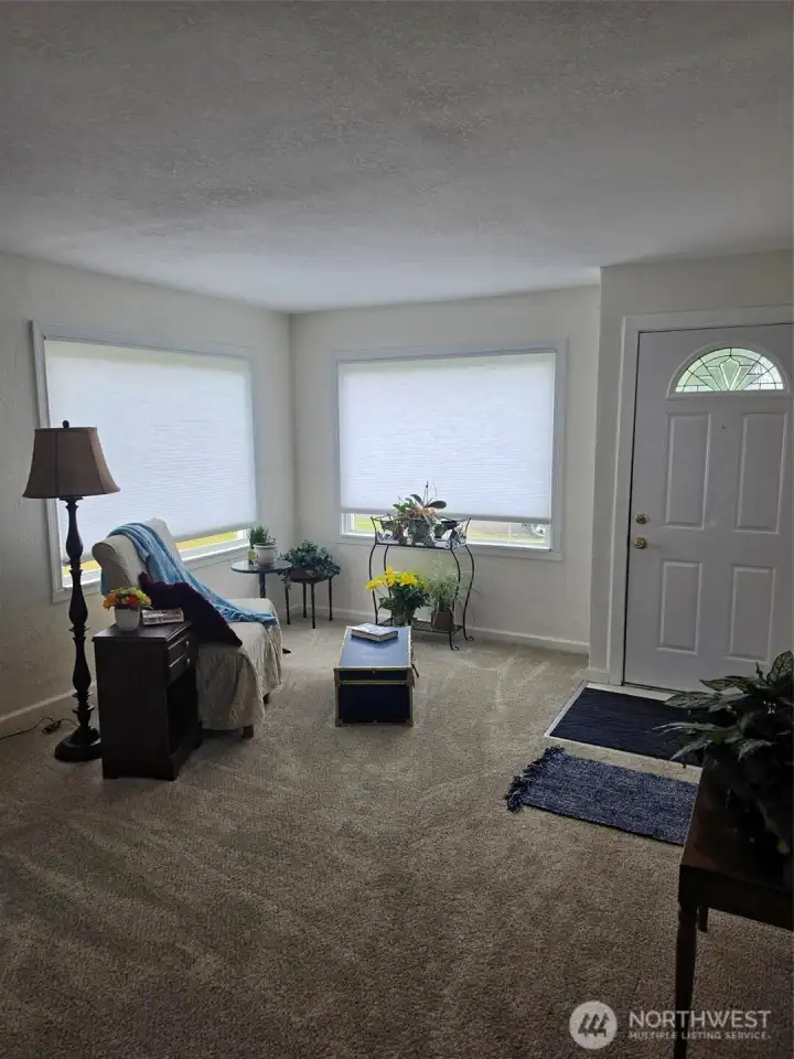 Living room and front entry door