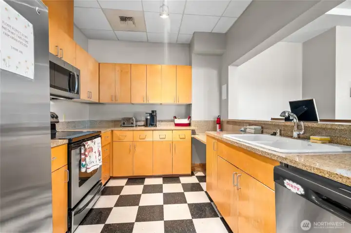 Shared kitchen for parties.