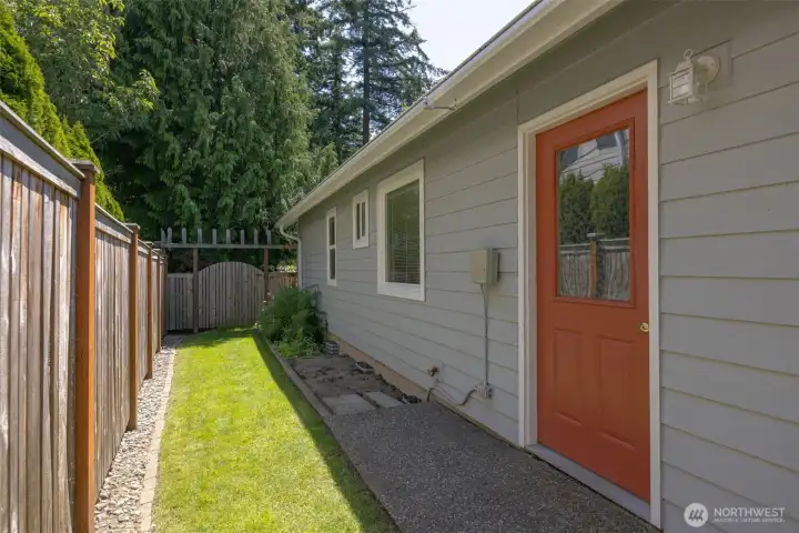 Garage access to side yard Garage access to side yard