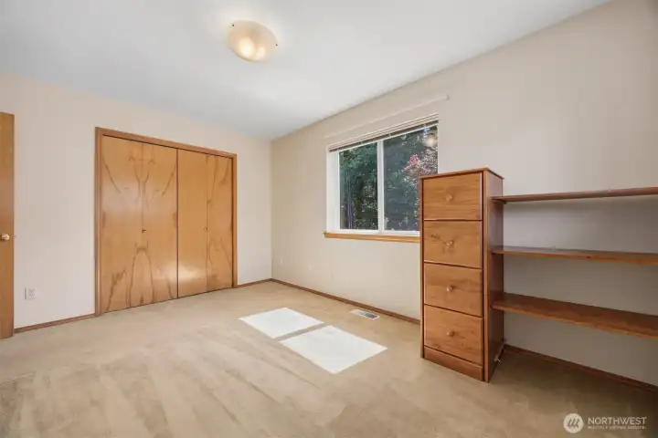 Bedroom #1 with built in filing cabinet and storage Bedroom #1 with built in filing cabinet and storage