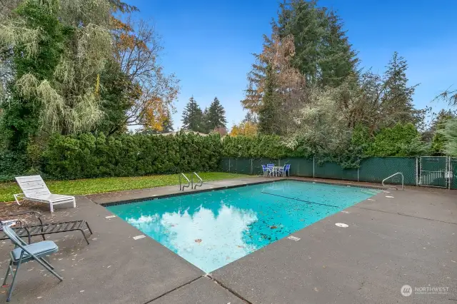 The pool is steps away from the unit.