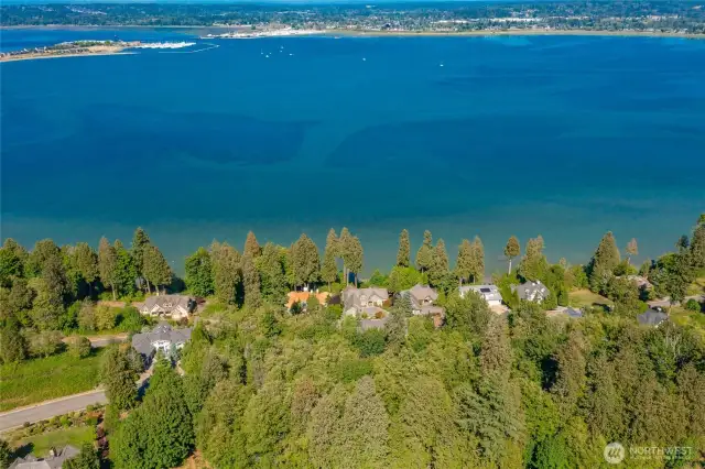 Looking back to the Semiahmoo Marina, White Rock Canada, Canadian and USA Mountain range
