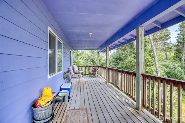 Covered composite deck.