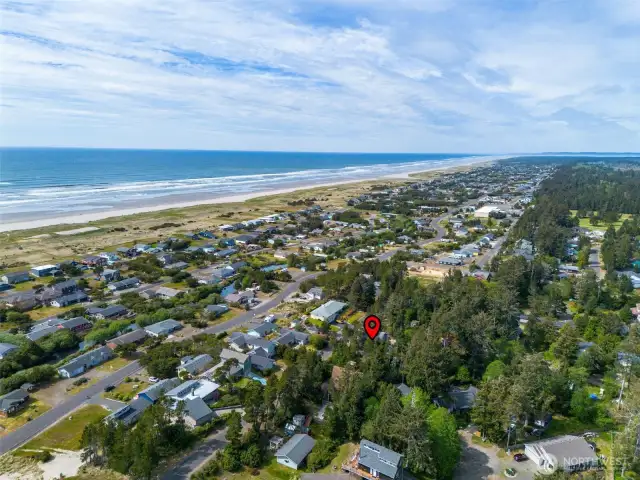 Drone view.  Distance from house to the beach.