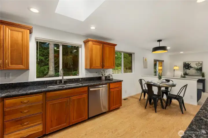 The open concept design means you don't have to feel isolated when cooking.