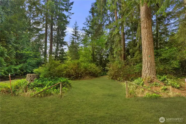 Head through the opening in the fence two enjoy the private trails of lot #2.