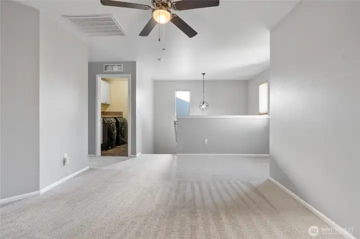 Upstairs landing with a view of the laundry room
