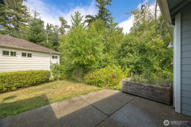 The patio is just off the dining room.