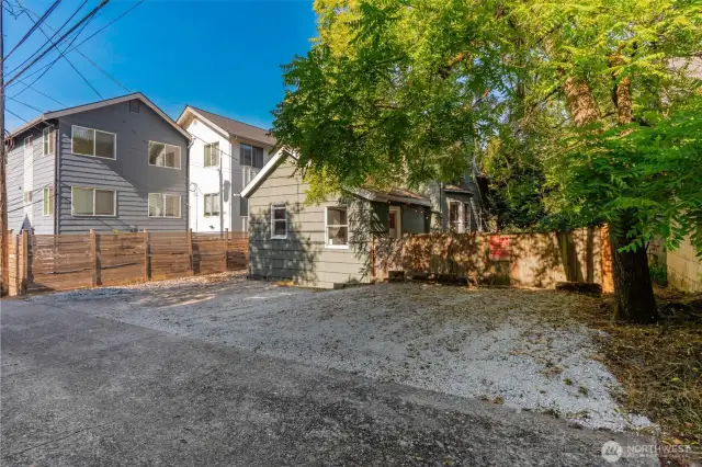 Back of home has ample parking. Fits 4 vehicles comfortably.