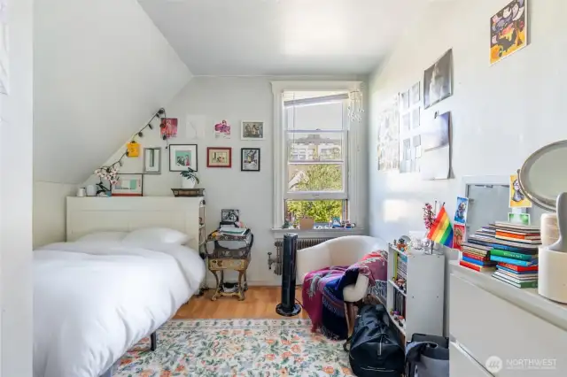 One of three upstairs bedrooms