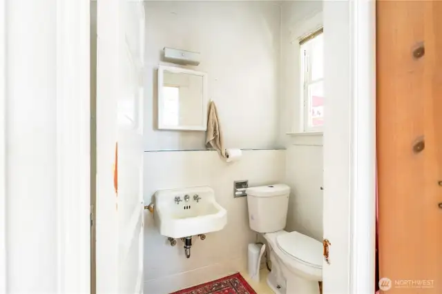 Powder room off the kitchen on the main floor.
