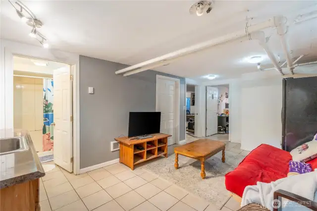 Living area in the basement.
