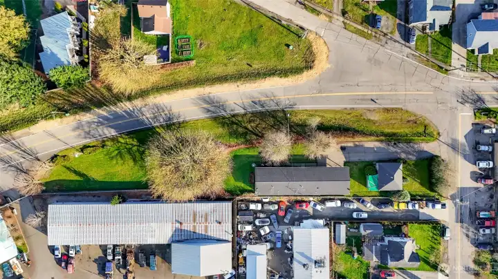 No Flood Zone!!  Looking down on Portal Way and Eaton, Eaton Ave is seen to your right.  Long 16,117 sqft lot - ripe for new opportunities.