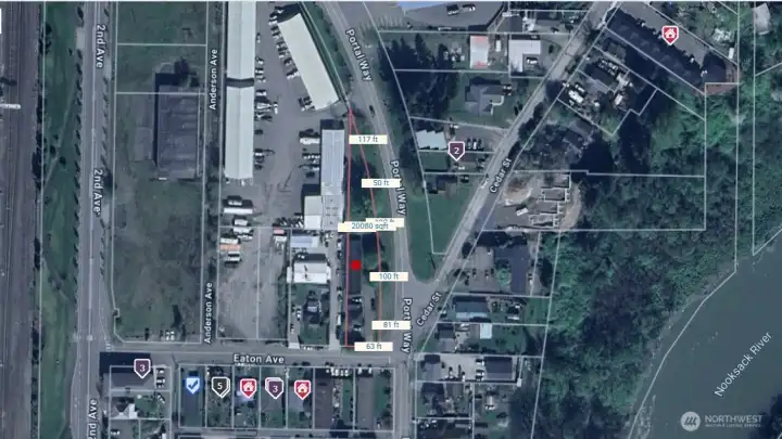 Plat Map with dimensions of the 16,117 sqft lot with street names.  No Flood Zone, has never flooded here - high and dry.