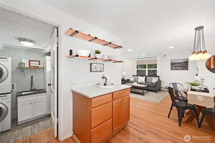 Laundry room entry off of kitchen.