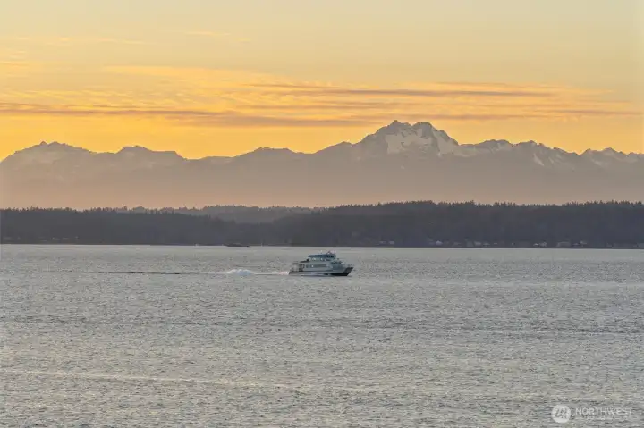 The snow-capped Olympic Mountains often appear close enough to touch, while an endless parade of ferries and cruise ships passes right outside your front door—offering ever-changing views that are truly captivating.