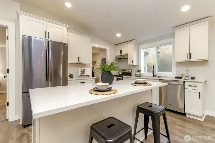Kitchen island with additional seating.